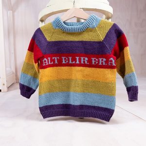 Bluum Regnbuegenser - gratis strikkeoppskrift