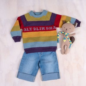 Bluum Regnbuegenser - gratis strikkeoppskrift