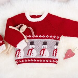 Bluum strikk - Snømanngenser m/lang bukse og nisselue i Soft Merino Ull