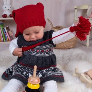 Bluum strikkekjole - Krone-stakken med nisselue i Pure Eco Baby Wool