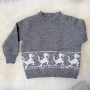 Bluum strikk - Dinosaur-genseren i Pure Eco Baby Wool