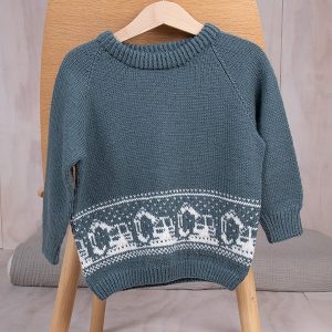 Bluum strikk - Gravemaskin-genseren i Pure Eco Baby Wool