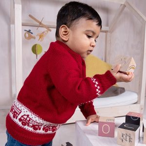 Bluum strikkegenser - Brannbil i Pure Eco baby Wool