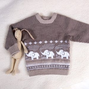 Bluum strikkegenser - Elefantene bader i Soft Merino Ull