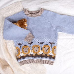 Bluum strikkegenser - Løver på savannen i Soft Merino Ull