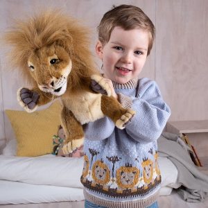 Bluum strikkegenser - Løver på savannen i Soft Merino Ull