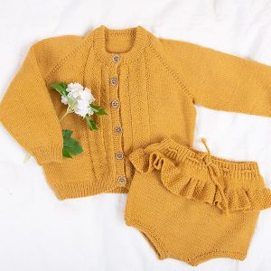 Bluum strikkejakke og bloomer - Hardanger i Pure Eco Baby Wool