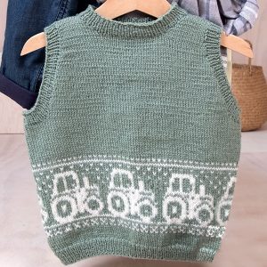 Bluum strikkevest - Traktor i Pure Eco Baby Wool