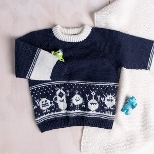 Bluum strikkesett - Monstergenser og lue i Pure Eco baby Wool
