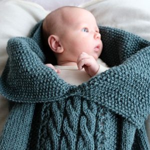 Strikk Kosepose Flette - garnpakke i Bluum Pure Eco Baby Wool
