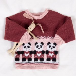 Strikkegenser Panda hjertevenn - garnpakke i Bluum Soft Merino Ull