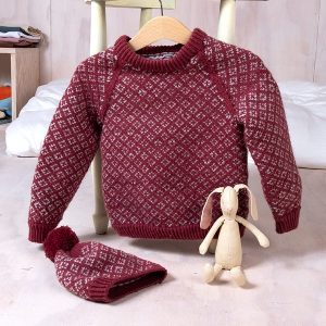 Strikkesett Lykke-genser med lue - garnpakke i Bluum Soft Merino Ull