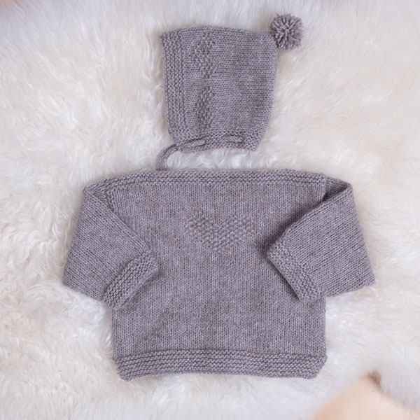 Strikkegenser Hjerte med lue - garnpakke fra Bluum i Solo Cashmere