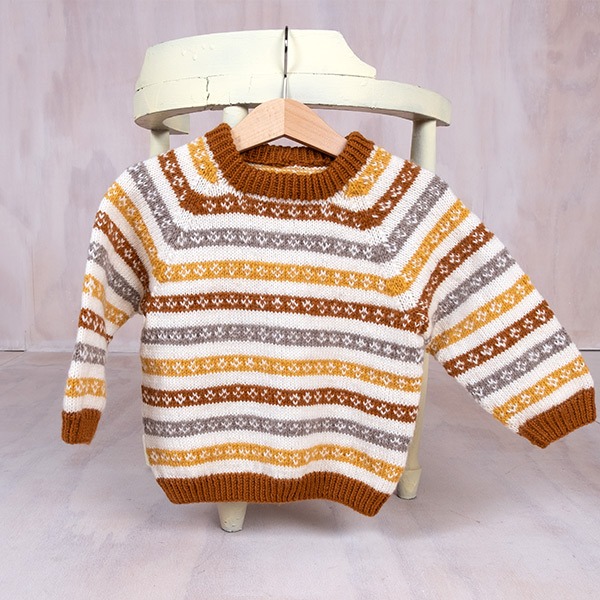 Strikkegenser Stripekyss - garnpakke i Bluum Pure Eco Baby Wool
