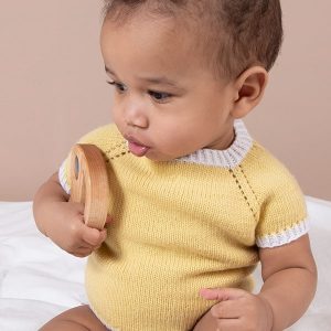 Strikkesett T-skjorte og bleiebukse striper - garnpakke i Bluum Soft Merino Ull