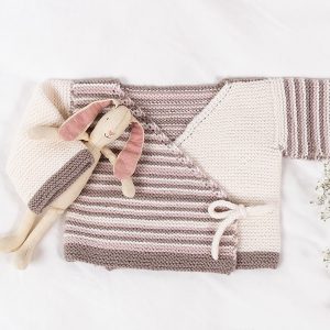 Strikkejakke Omslagsjakke Striper - garnpakke i Bluum Soft Merino Ull
