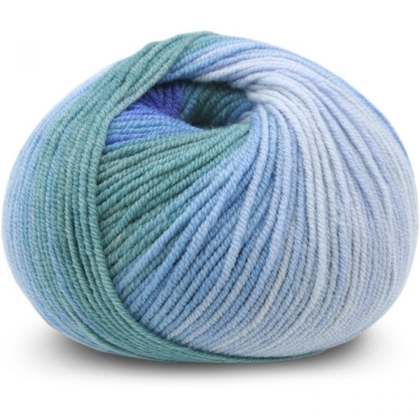 Strikketunika Fargespill - garnpakke i Bluum Soft Merino Ull Strikk 5-6 år Blå-print