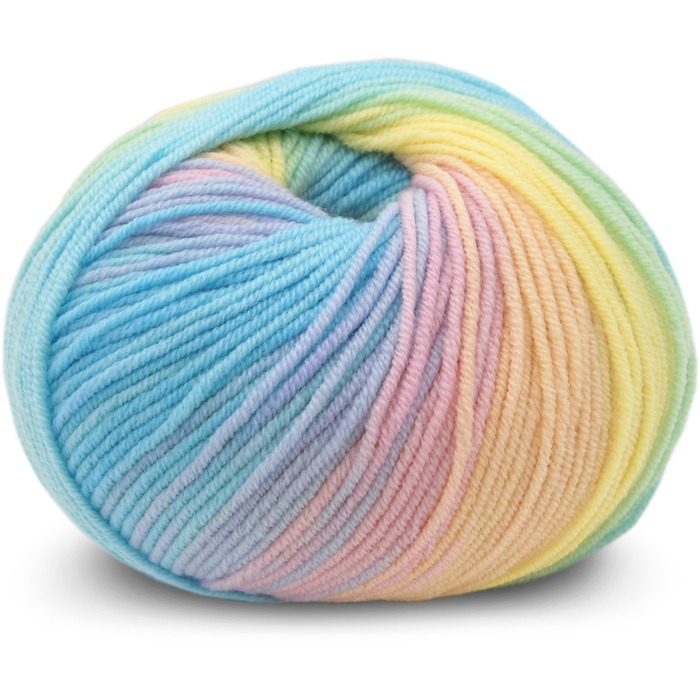 Strikketunika Fargespill - garnpakke i Bluum Soft Merino Ull Strikk 5-6 år Pastell-print