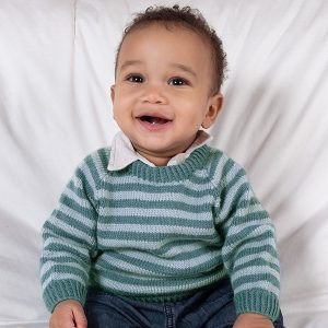 Strikkesett Genser og bleiebukse striper - garnpakke i Bluum Soft Merino Ull