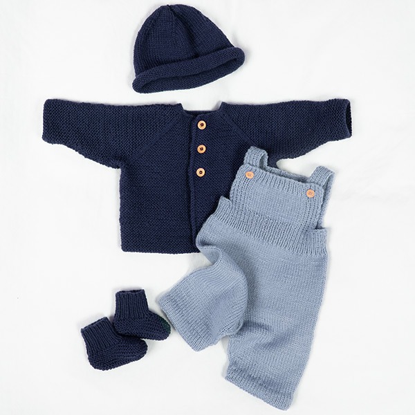 Strikkesett Babysett Rille G1 - garnpakke i Bluum Pure Eco Baby Wool