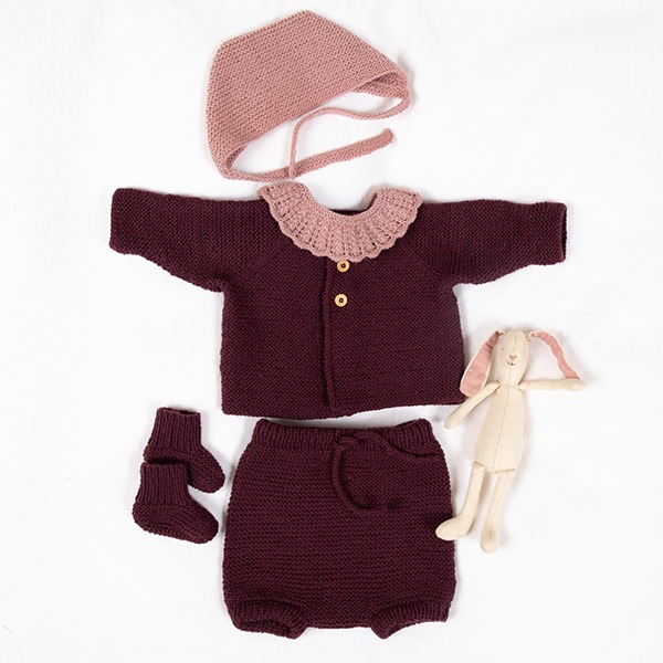 Strikkesett Babysett Rille J2 - garnpakke i Bluum Pure Eco Baby Wool
