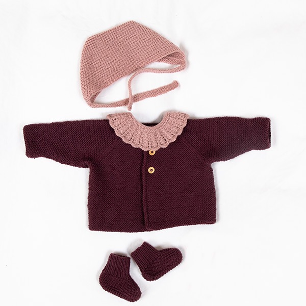 Strikkesett Babysett Rille J3 - garnpakke i Bluum Pure Eco Baby Wool