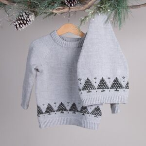 Strikkegenser Juletre m/nisselue - garnpakke i Bluum Soft Merino Ull