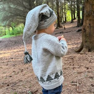 Strikkegenser Juletre m/nisselue - garnpakke i Bluum Soft Merino Ull