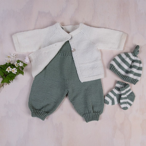 Strikkesett Babysett Hjerte - garnpakke i Bluum Pure Eco Baby Wool