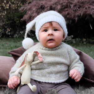 Strikkegenser Snø m/lang lue - garnpakke fra Bluum i Fluffy
