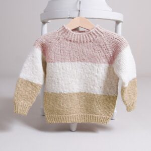 Strikkegenser Vårstriper - garnpakke fra Bluum i Fluffy