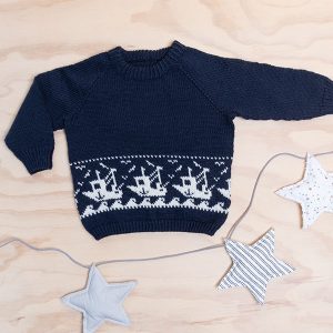 Strikkegenser Fiskebåt i Grå-farger - garnpakke i Bluum Pure Eco Baby Wool