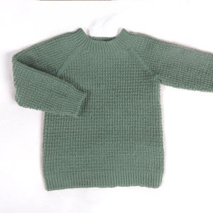 Strikkegenser Hugo med lue Jadegrønn - garnpakke i Bluum Soft Merino Ull