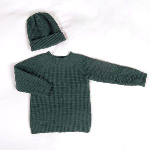 Strikkegenser Hugo med lue flere farger - garnpakke i Bluum Soft Merino Ull