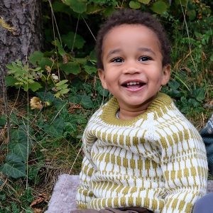 Strikkegenser Lerke til barn - garnpakke i Bluum Pure Eco Baby Wool