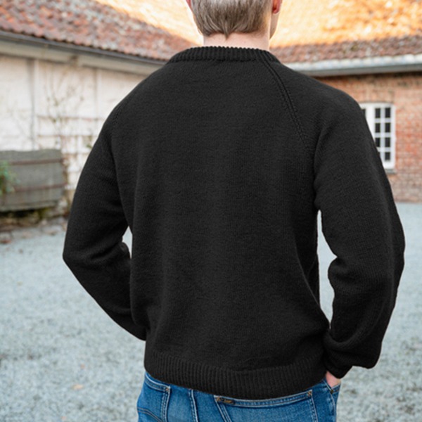 Strikkegenser Ultimate til herre Svart - garnpakke i Bluum Soft Merino Ull