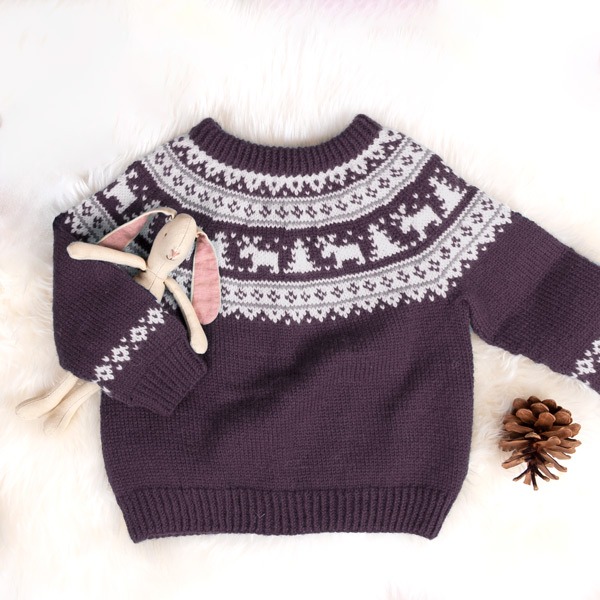 Strikkegenser Vinternatt - garnpakke i Bluum Pure Eco Baby Wool