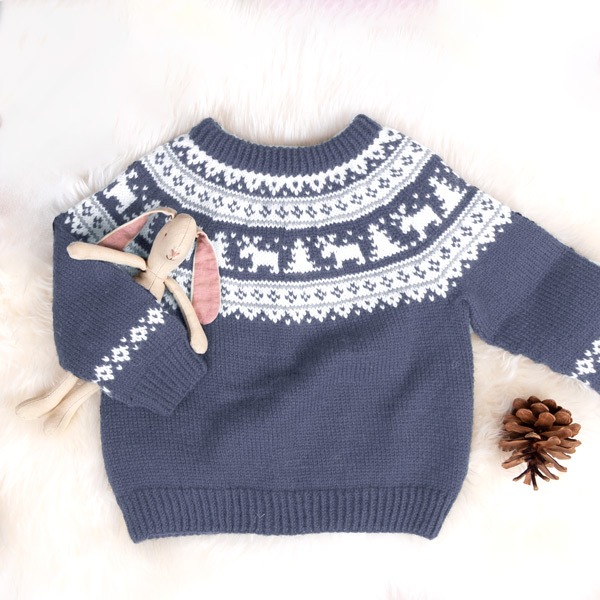 Strikkegenser Vinternatt - garnpakke i Bluum Pure Eco Baby Wool