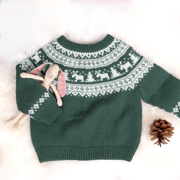 Strikkegenser Vinternatt - garnpakke i Bluum Pure Eco Baby Wool