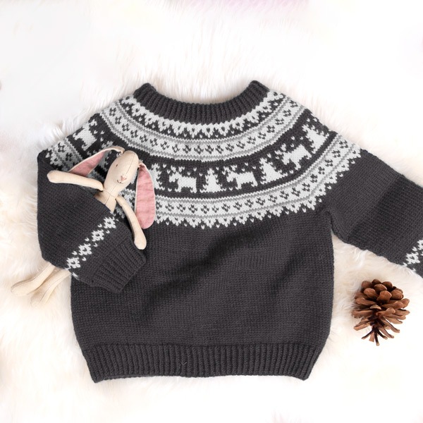 Strikkegenser Vinternatt - garnpakke i Bluum Pure Eco Baby Wool