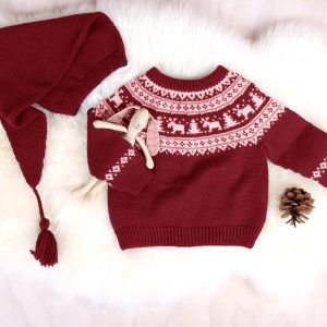 Strikkegenser Vinternatt m/nisselue - garnpakke i Bluum Pure Eco Baby Wool