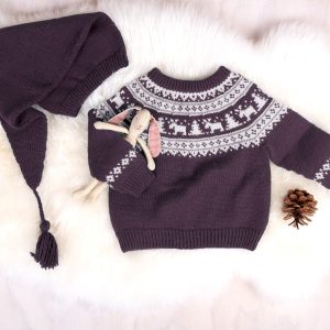 Strikkegenser Vinternatt m/nisselue - garnpakke i Bluum Pure Eco Baby Wool