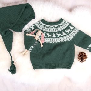 Strikkegenser Vinternatt m/nisselue - garnpakke i Bluum Pure Eco Baby Wool