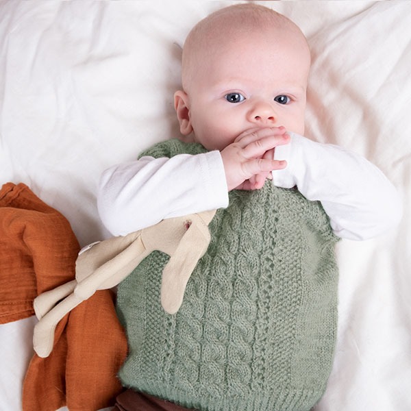 Strikkevest Flette - garnpakke i Bluum Pure Eco Wool