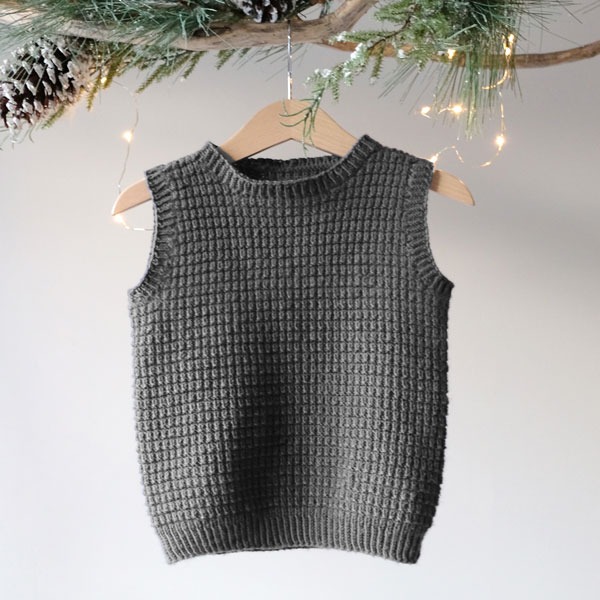 Strikkevest Hugo - garnpakke i Bluum Soft Merino Ull