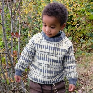 Strikkegenser Lerke til barn - garnpakke i Bluum Pure Eco Baby Wool