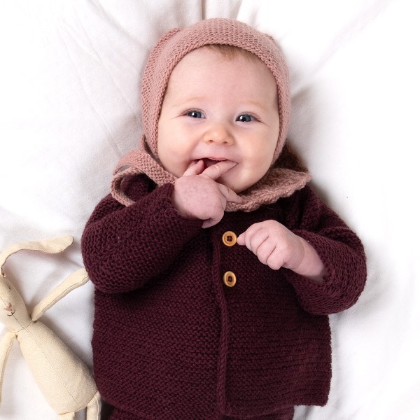 Strikkesett Rille m/bukse og kyse - garnpakke i Bluum Pure Eco Baby Wool