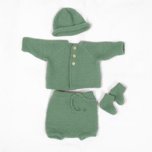 Strikkesett Rille m/bleiebukse og lue - garnpakke i Bluum Pure Eco Baby Wool