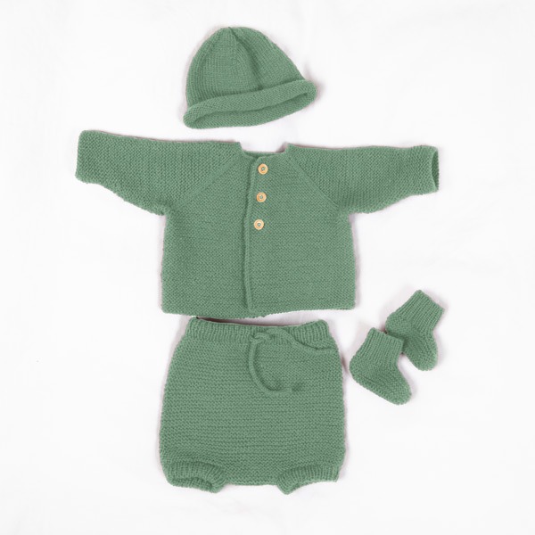 Strikkesett Rille m/bleiebukse og lue - garnpakke i Bluum Pure Eco Baby Wool