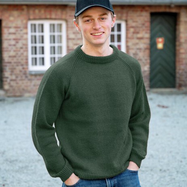 Strikkegenser Ultimate til herre Flaskegrønn - garnpakke i Bluum Soft Merino Ull